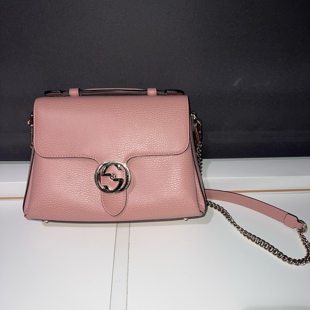 Gucci interlocking G Top handle crossbody bag - pink leather